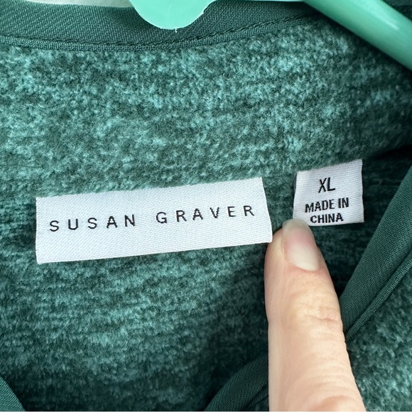 Susan Graver Melange Fleece Zip Front Vest w/ Solid Trim, Size XL - Picture 3 of 10